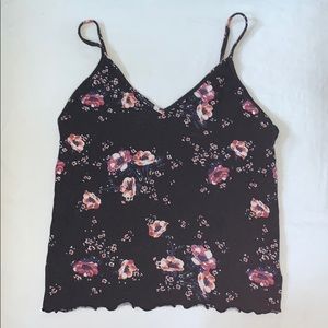 🎆 American Eagle Black & Floral Tank Crop Top